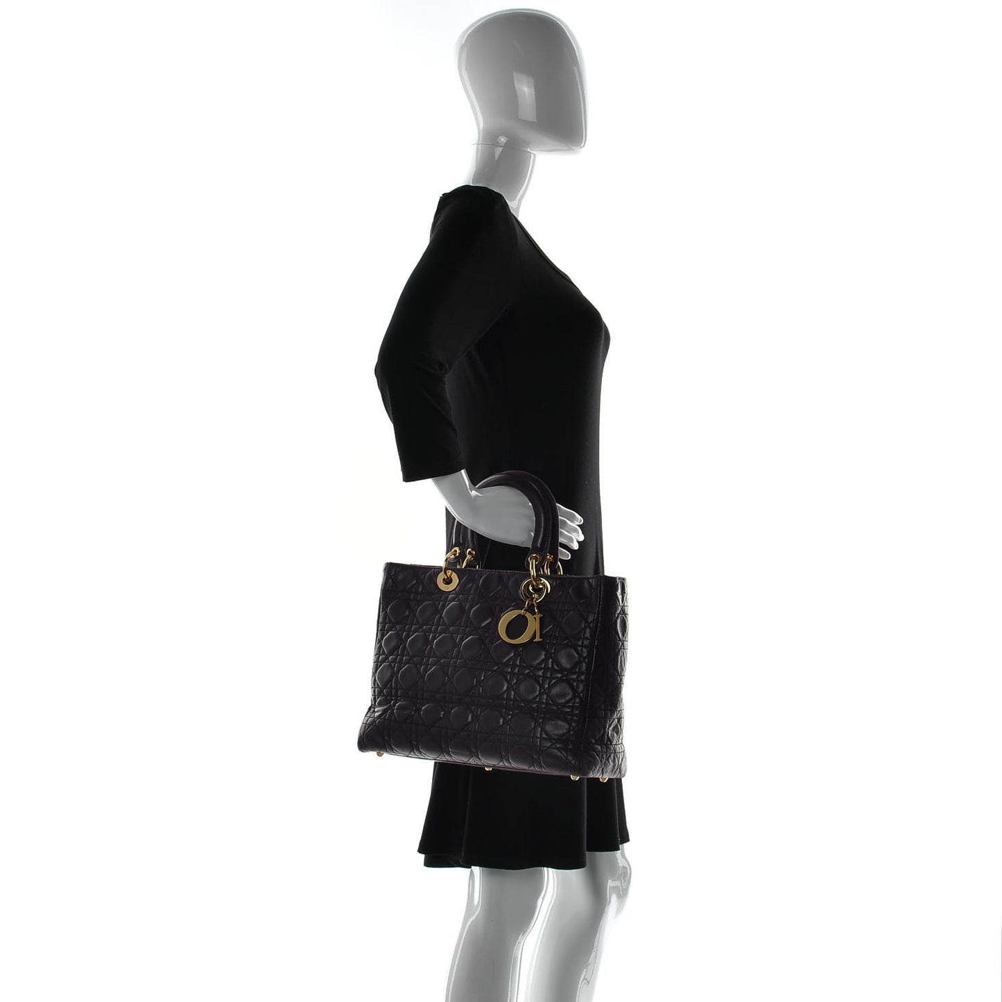 Lambskin Cannage Large Lady Dior Dark Brown