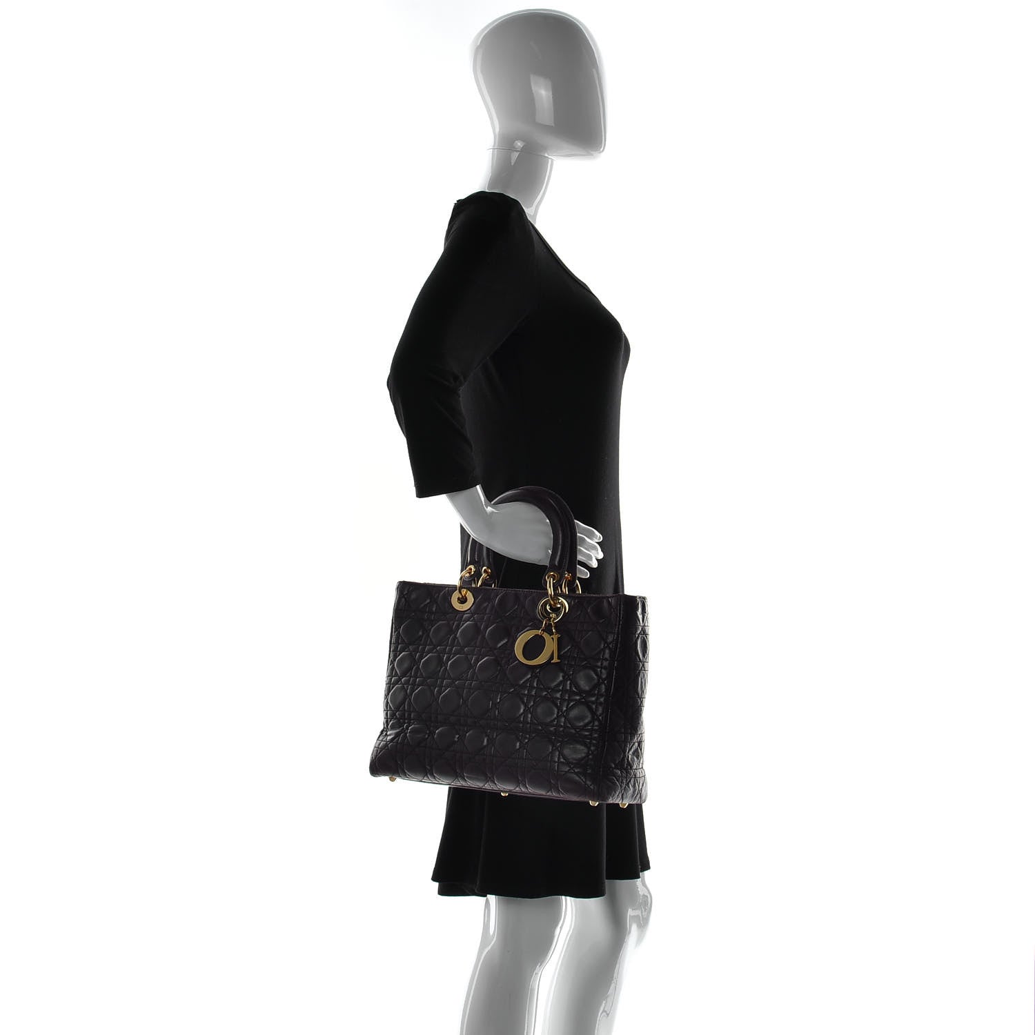 Christian Dior Lambskin Cannage Large Lady Dior Dark Brown 2 of 20