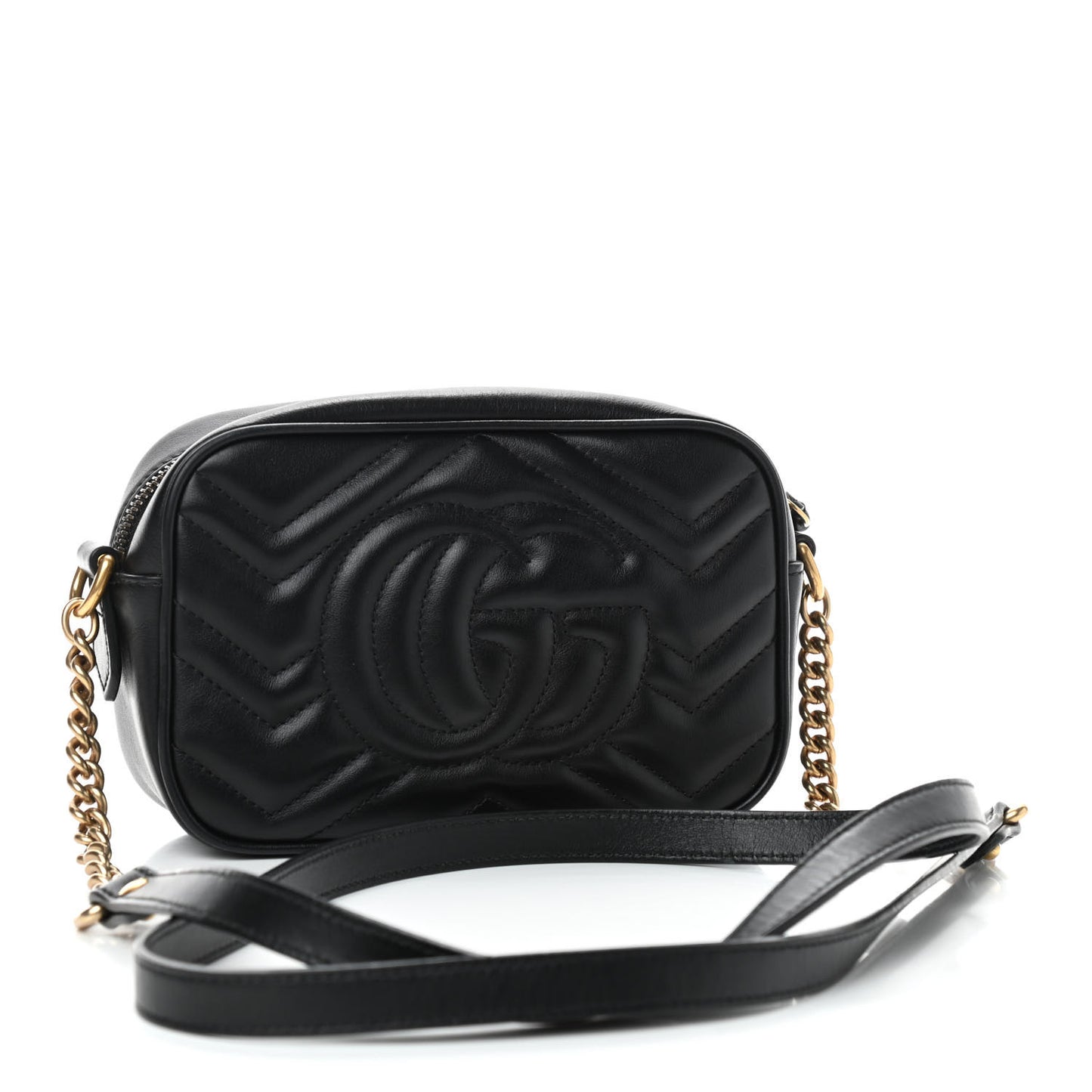 Calfskin Matelasse Mini GG Marmont Chain Shoulder Bag Black