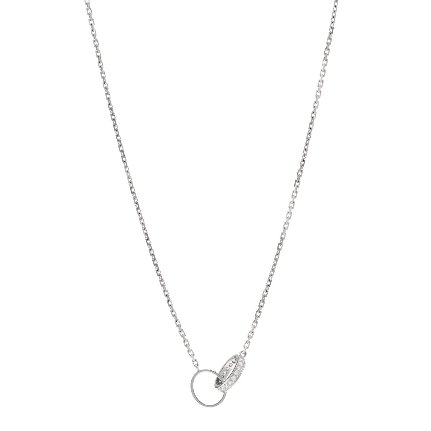 Cartier 18K White Gold Diamond Interlocking LOVE Necklace 1 of 6