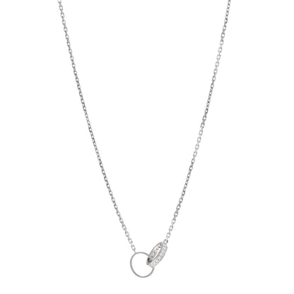 Cartier 18K White Gold Diamond Interlocking LOVE Necklace 1 of 6