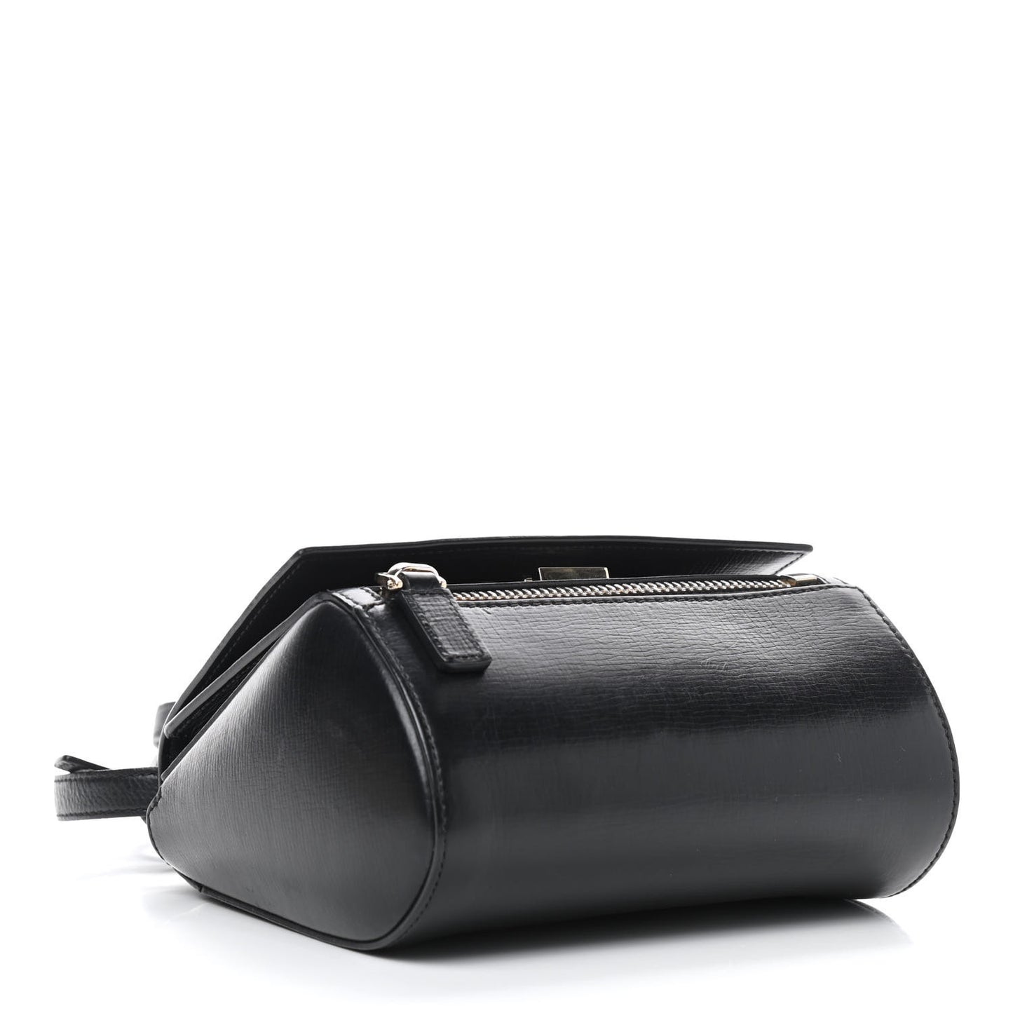 Textured Calfskin Mini Pandora Box Crossbody Bag Black