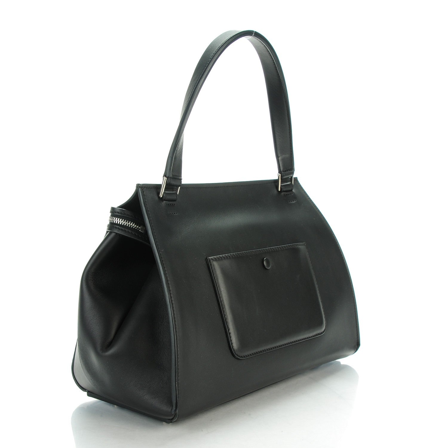 Celine Textured Calfskin Small Bi-Color Edge Shoulder Bag Black Cream 3 of 9