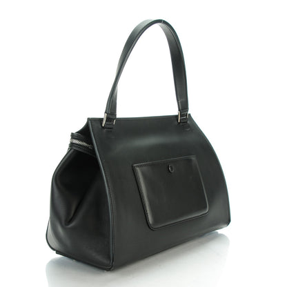 Celine Textured Calfskin Small Bi-Color Edge Shoulder Bag Black Cream 3 of 9