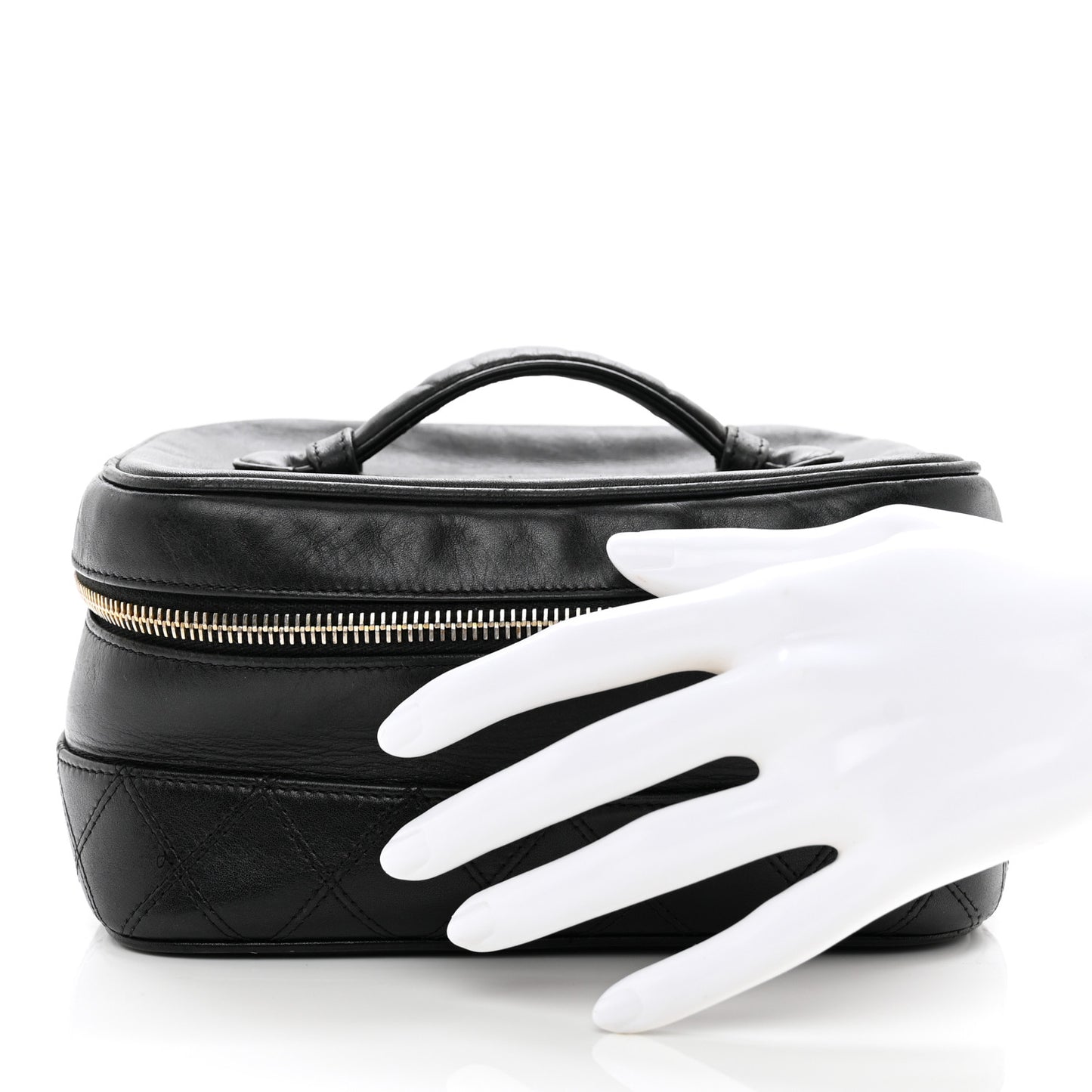 Lambskin Vanity Cosmetic Case Black