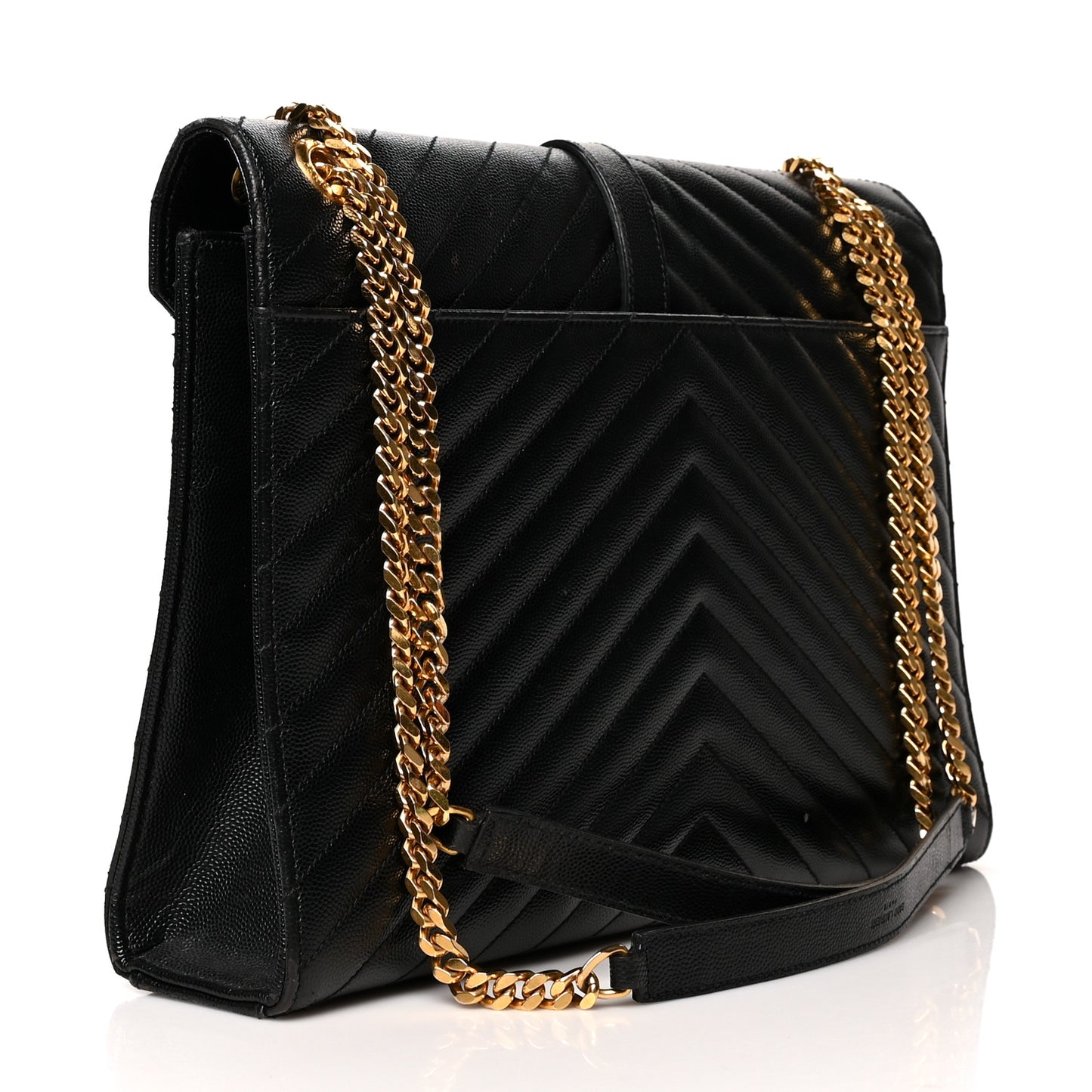 Grain De Poudre Matelasse Chevron Large Monogram Satchel Black