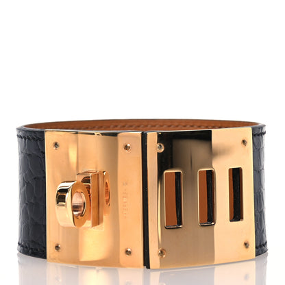 Hermes Shiny Alligator Kelly Dog Bracelet T2 Black 6 of 6