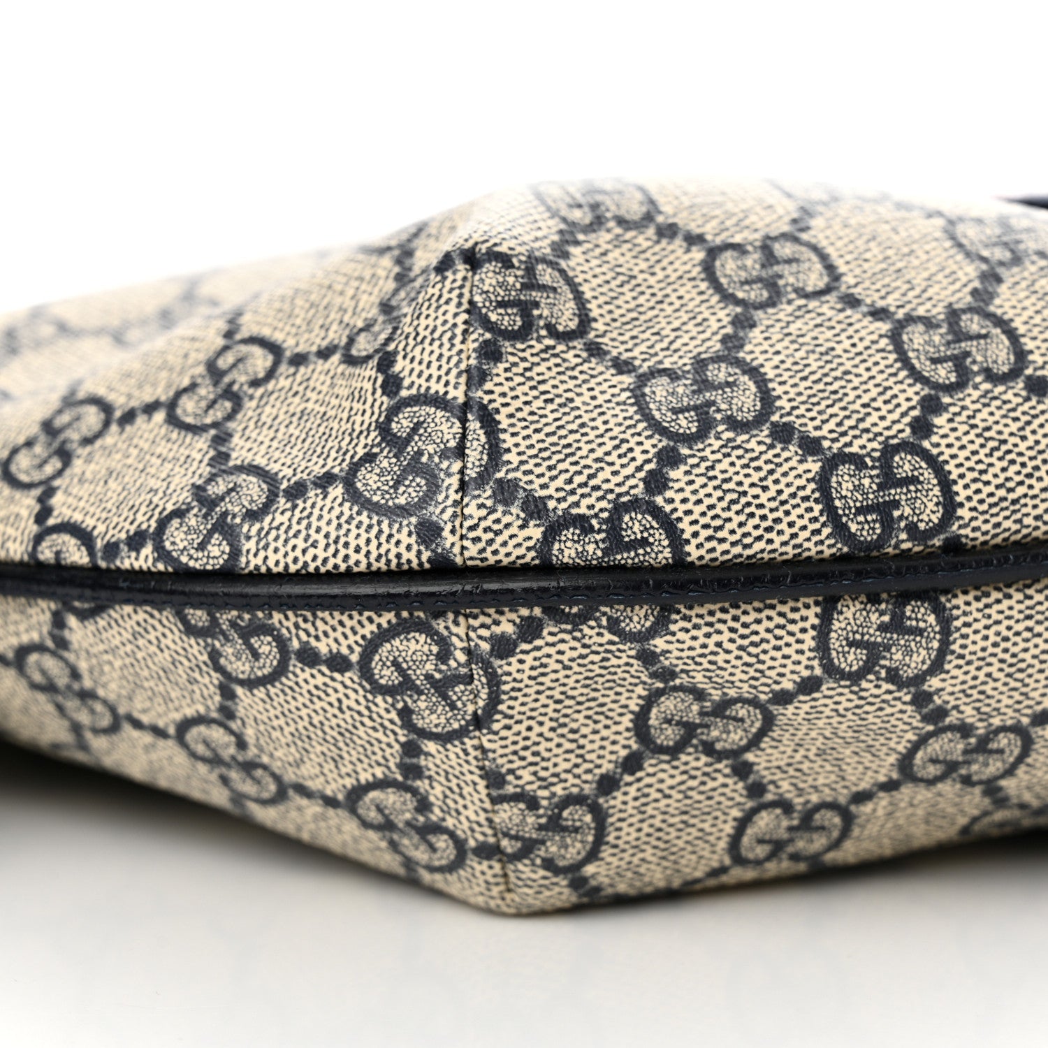 Gucci GG Supreme Monogram Textured Dollar Calfskin Web Small Ophidia Half Moon Hobo Beige Blue 9 of 12