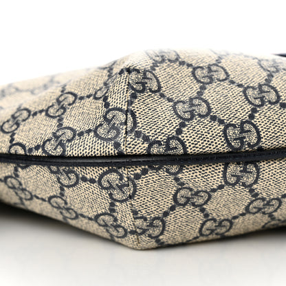 Gucci GG Supreme Monogram Textured Dollar Calfskin Web Small Ophidia Half Moon Hobo Beige Blue 9 of 12