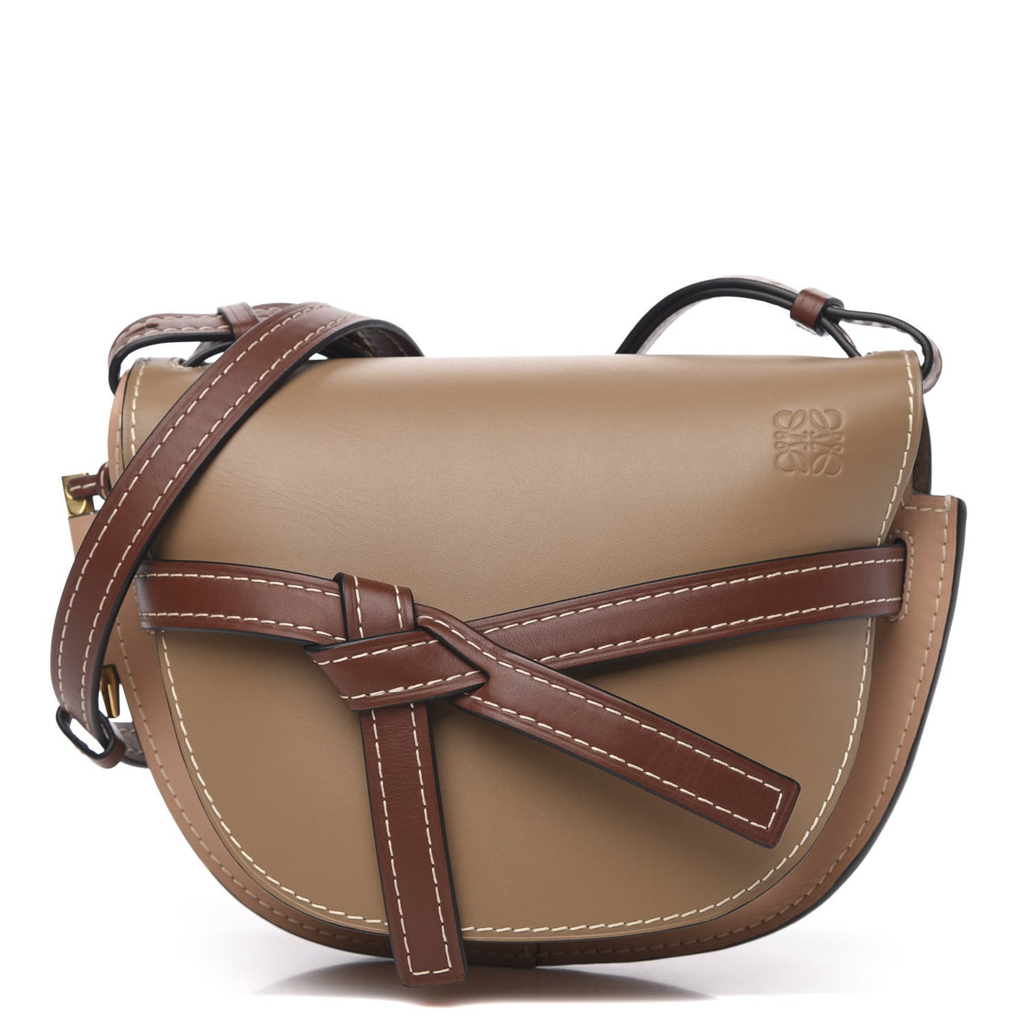 Calfskin Small Gate Crossbody Bag Taupe