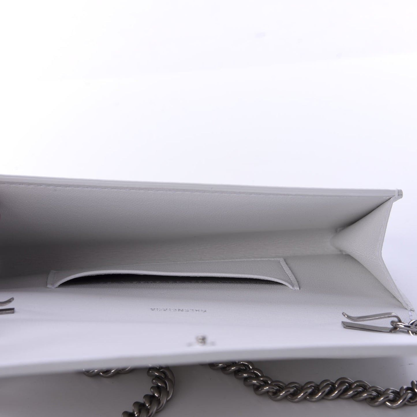 Grained Calfskin Logo Cash Phone Holder Wallet On Chain White Fluo Pink