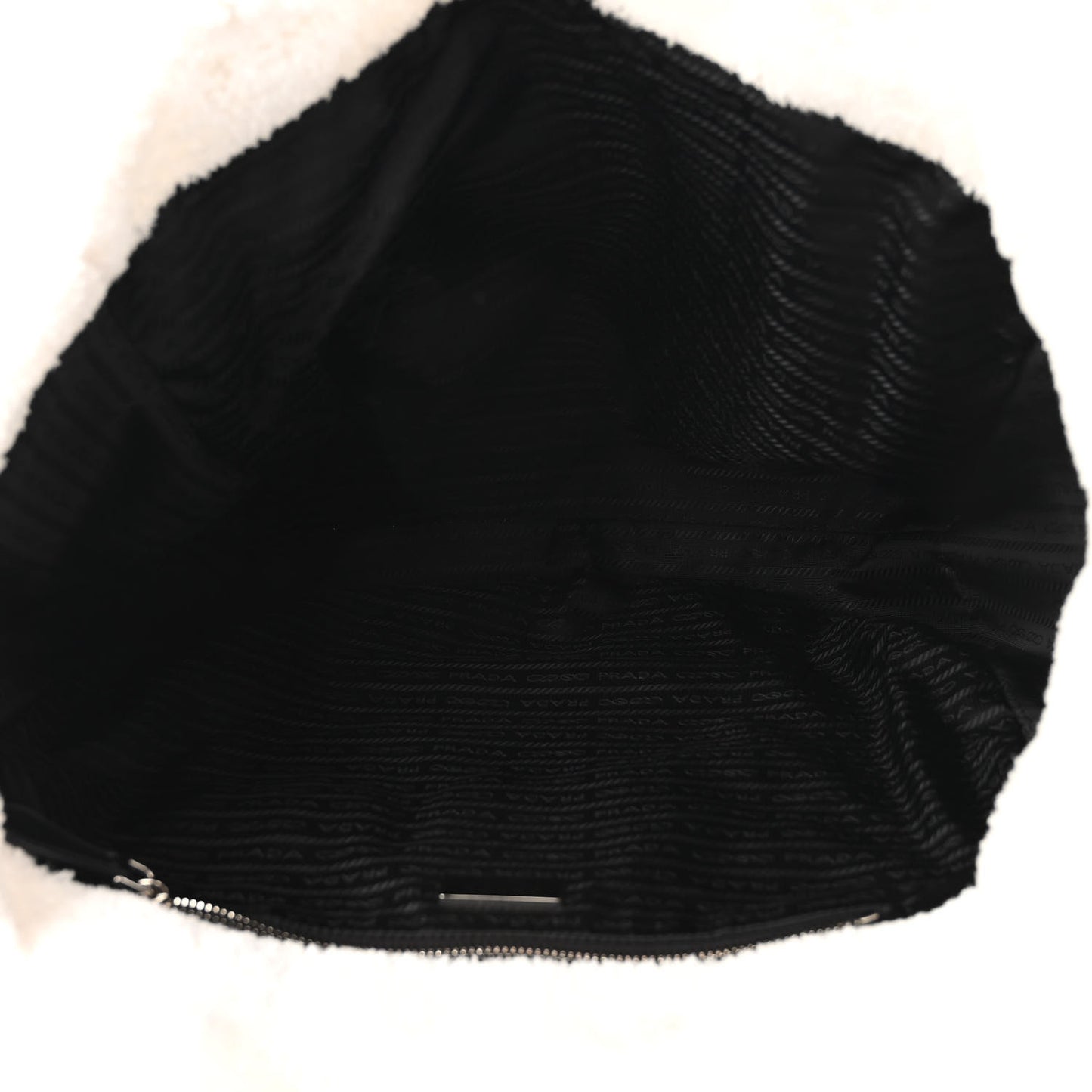 Terry Cloth Tote Bag White Black