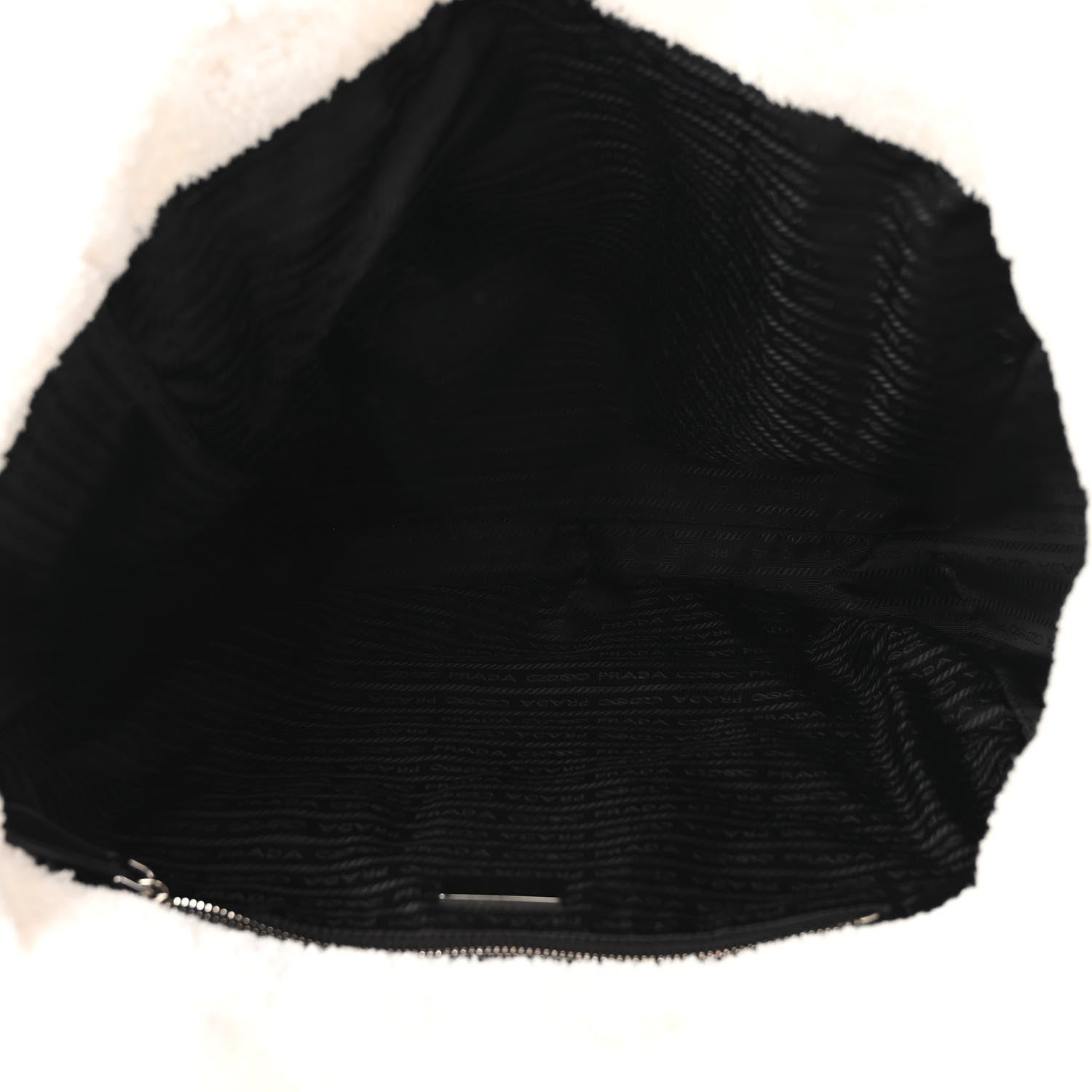 Prada Terry Cloth Tote Bag White Black 5 of 8