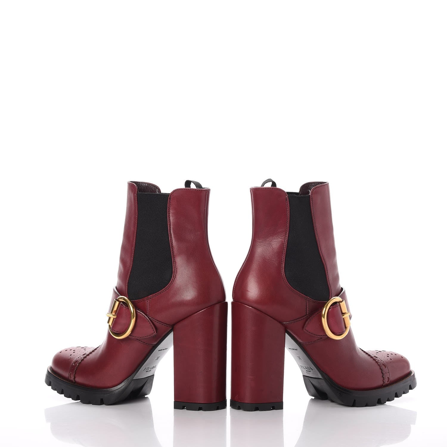 Prada Calfskin Cap Toe Chelsea Boots 38 Amaranto 5 of 14