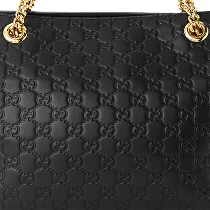 Gucci Guccissima Signature Medium Shoulder Tote Bag Black 8 of 10