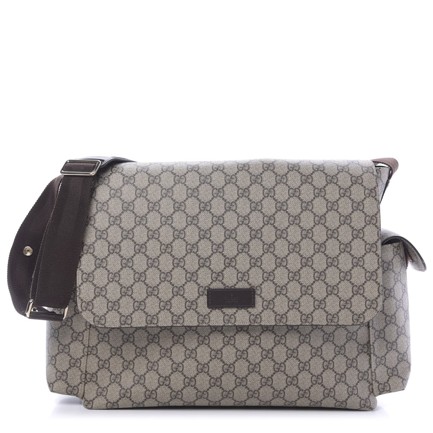 GG Plus Monogram Messenger Diaper Bag Dark Brown