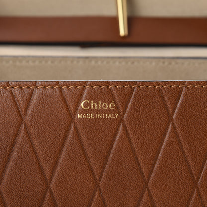 Chloe Lambskin Diamond Embossed Drew Shoulder Bag Caramel 8 of 10
