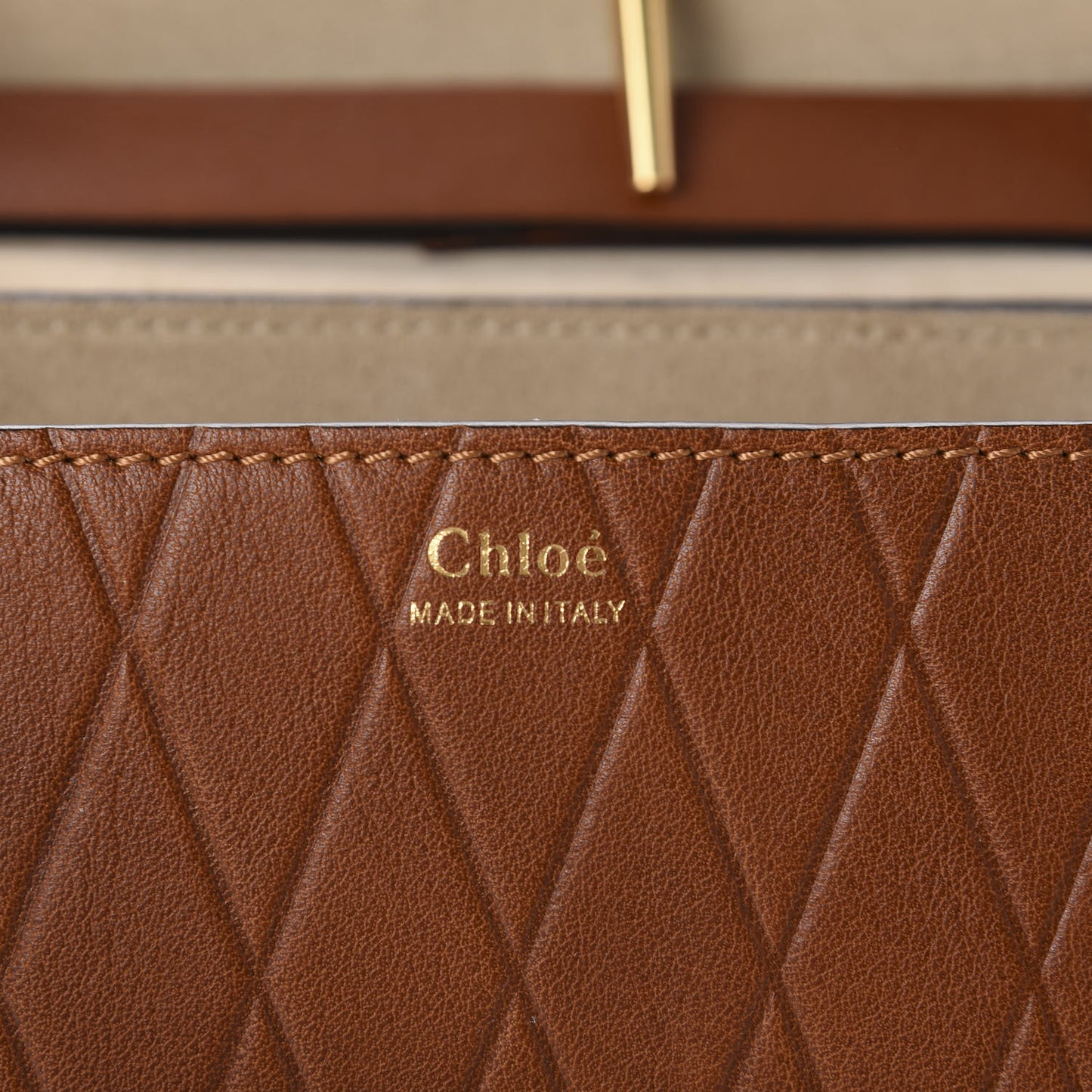 Lambskin Diamond Embossed Drew Shoulder Bag Caramel