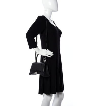 Balenciaga Grained Calfskin Small Hourglass Top Handle Bag Black 2 of 10