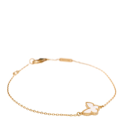 Van Cleef & Arpels 18K Yellow Gold Mother of Pearl Sweet Alhambra Butterfly Bracelet 1 of 5