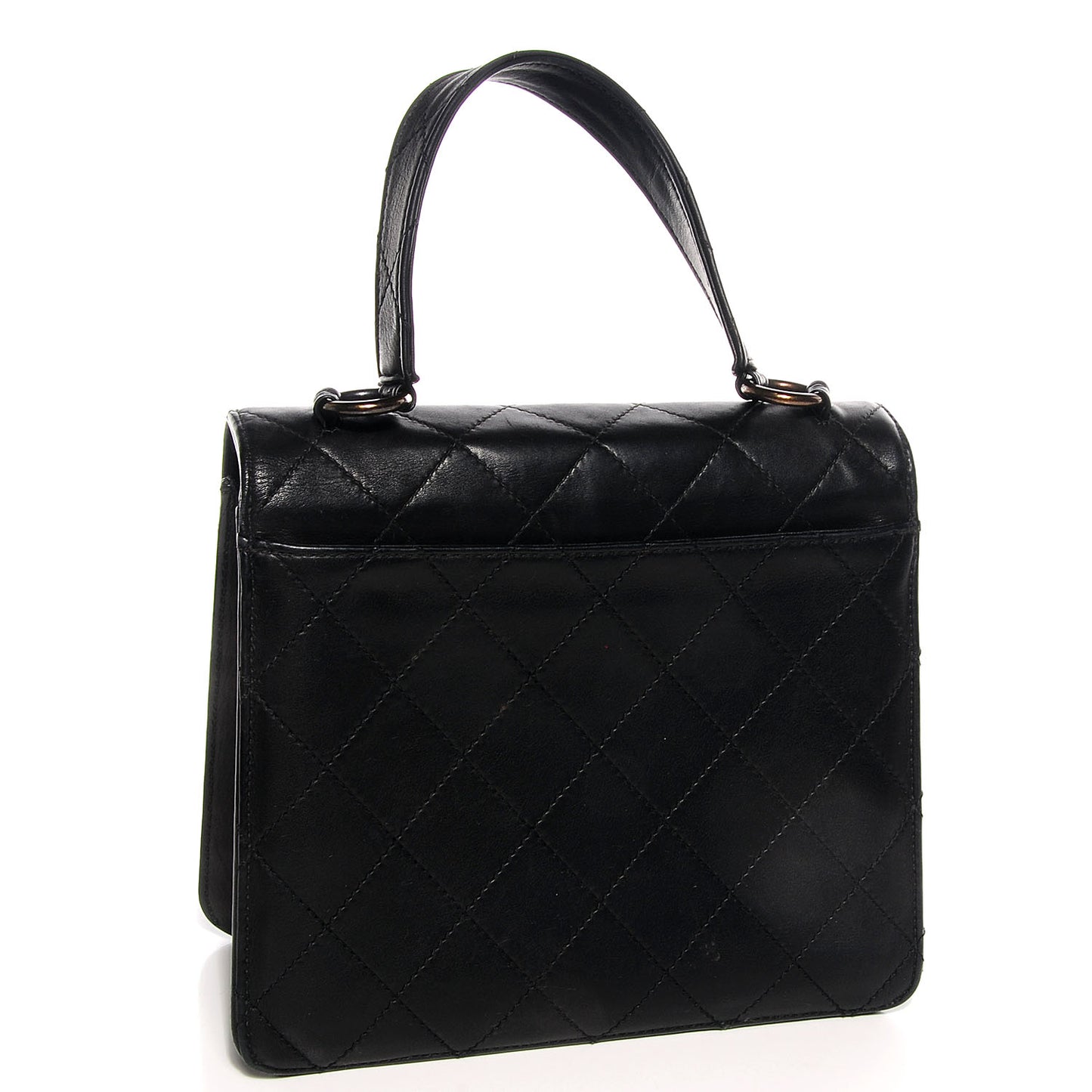Lambskin Quilted Medium Kelly Flap Bag Black