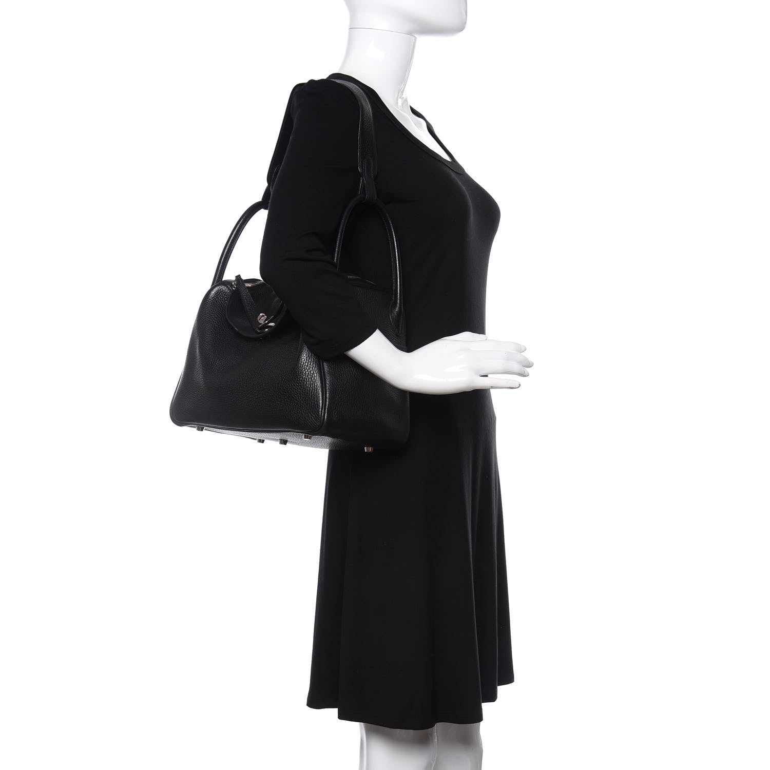 Hermes Taurillon Clemence Lindy 30 Black 2 of 10