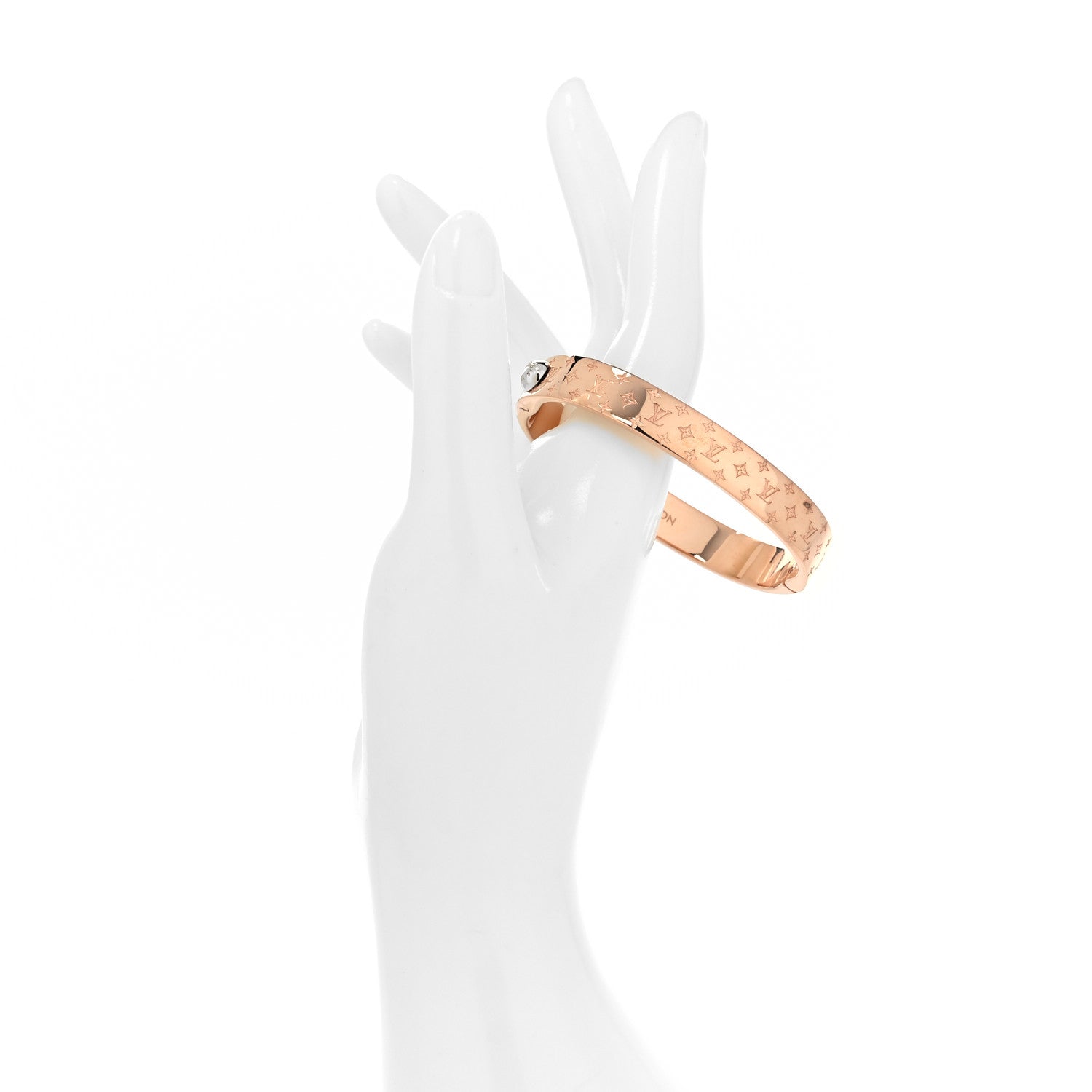 Louis Vuitton Brass Monogram Nanogram Cuff S Pink Gold 1 of 6