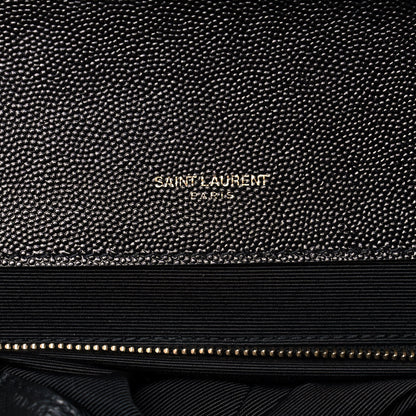 Saint Laurent Grain De Poudre Textured Mixed Matelasse Large Triquilt Monogram Satchel Black 7 of 12
