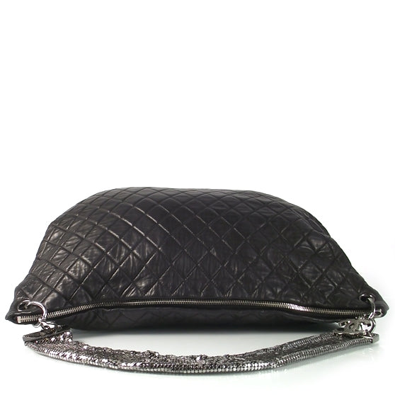 Lambskin Chain Mail Hobo Black