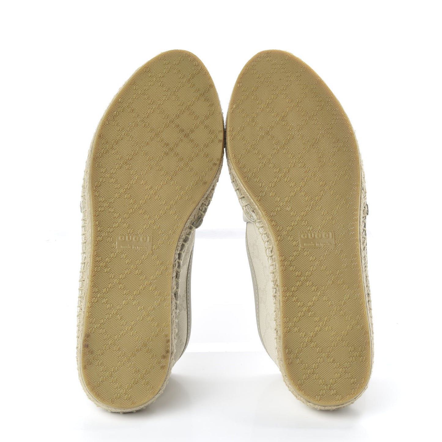 Washed Cotton Miro Soft Calfskin GG Monogram Espadrilles 35 White Mystic White