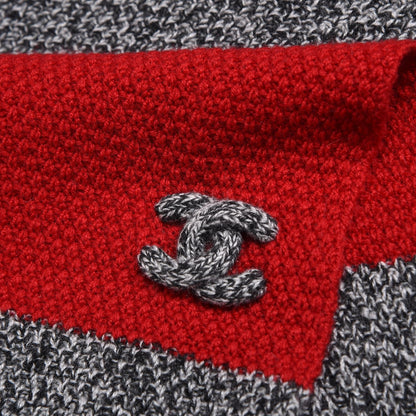 Chanel Cashmere CC Stole Grey Red 4 of 6