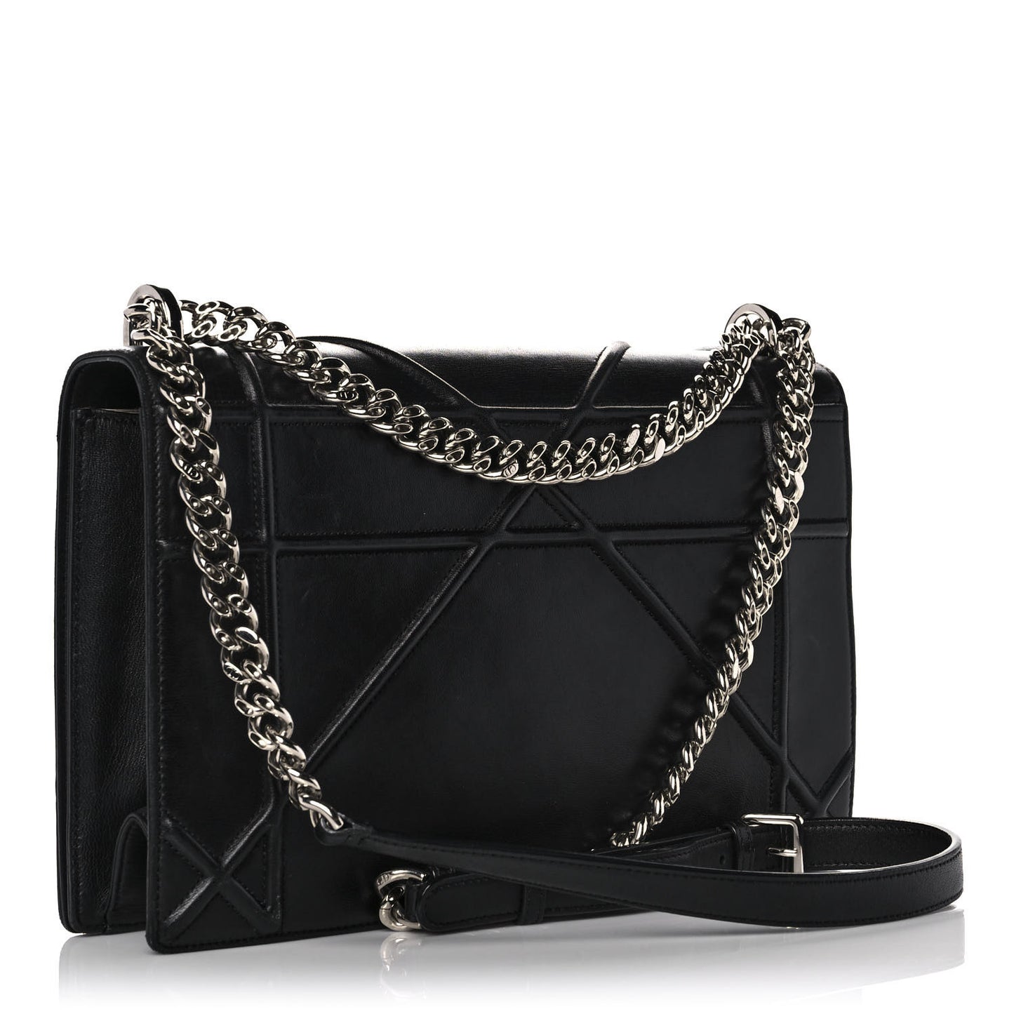Lambskin Large Diorama Flap Bag Black
