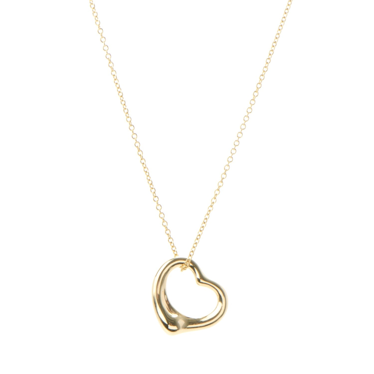 Tiffany 18K Yellow Gold Elsa Peretti Small Open Heart Pendant Necklace 1 of 6