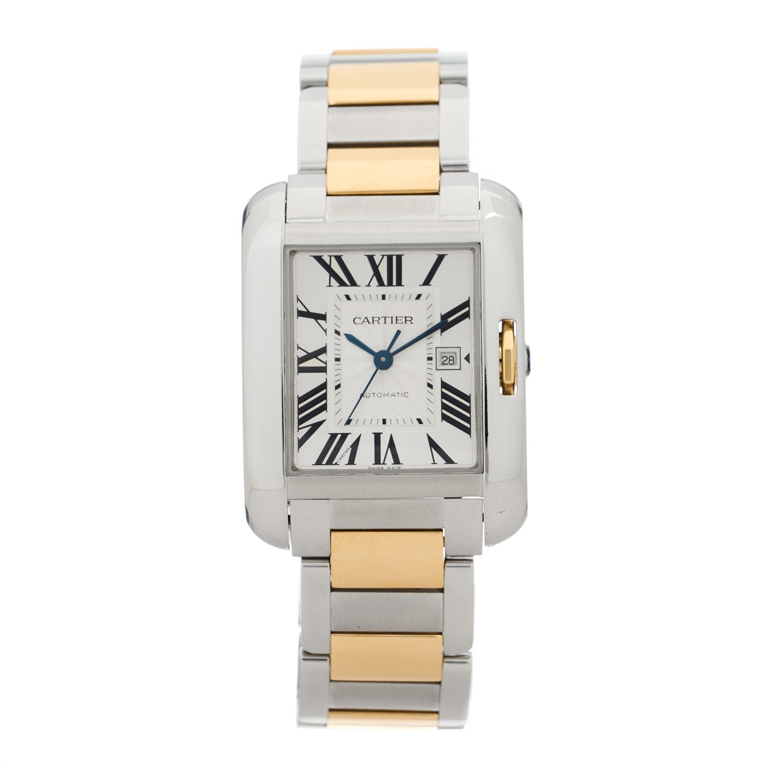 Cartier Stainless Steel 18K Yellow Gold 30mm Tank Anglaise Automatic Watch 1 of 5