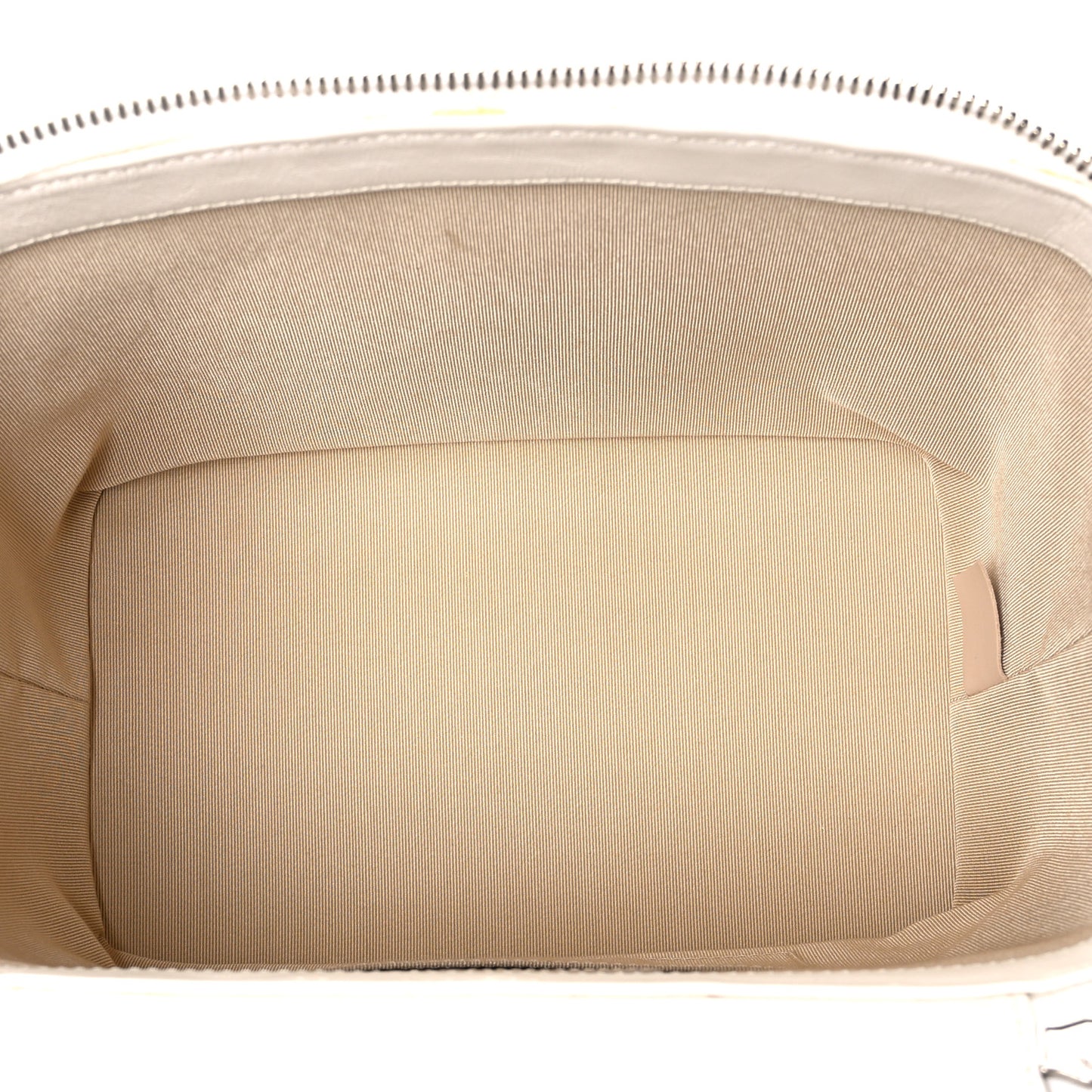 Glazed Calfskin Raffia Vanity Case Bag White Beige