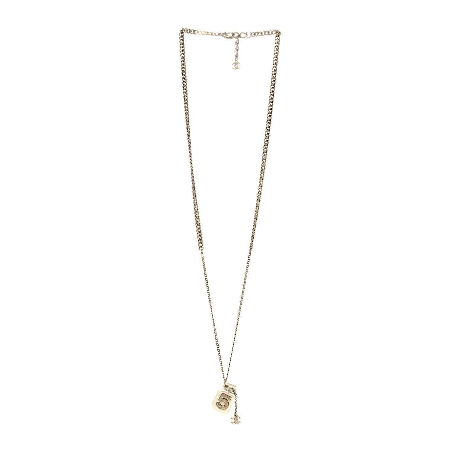 Chanel Resin Crystal CC No 5 Perfume Bottle Necklace 3 of 5