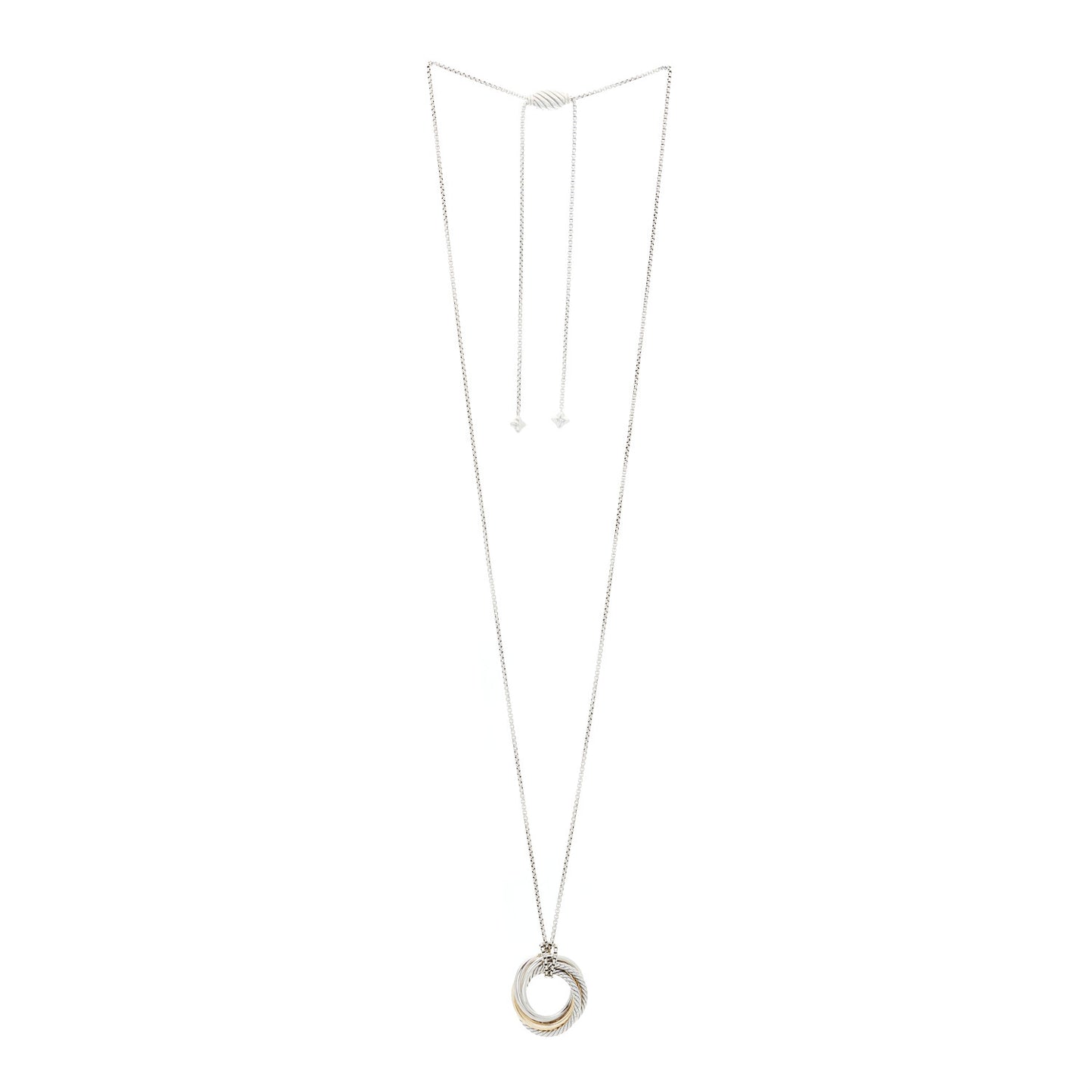 Sterling Silver 14K Yellow Gold 28mm Crossover Pendant Necklace