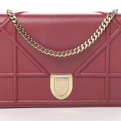 Christian Dior Grained Calfskin Diorama Wallet on Chain Pouch Burgundy 9 of 15