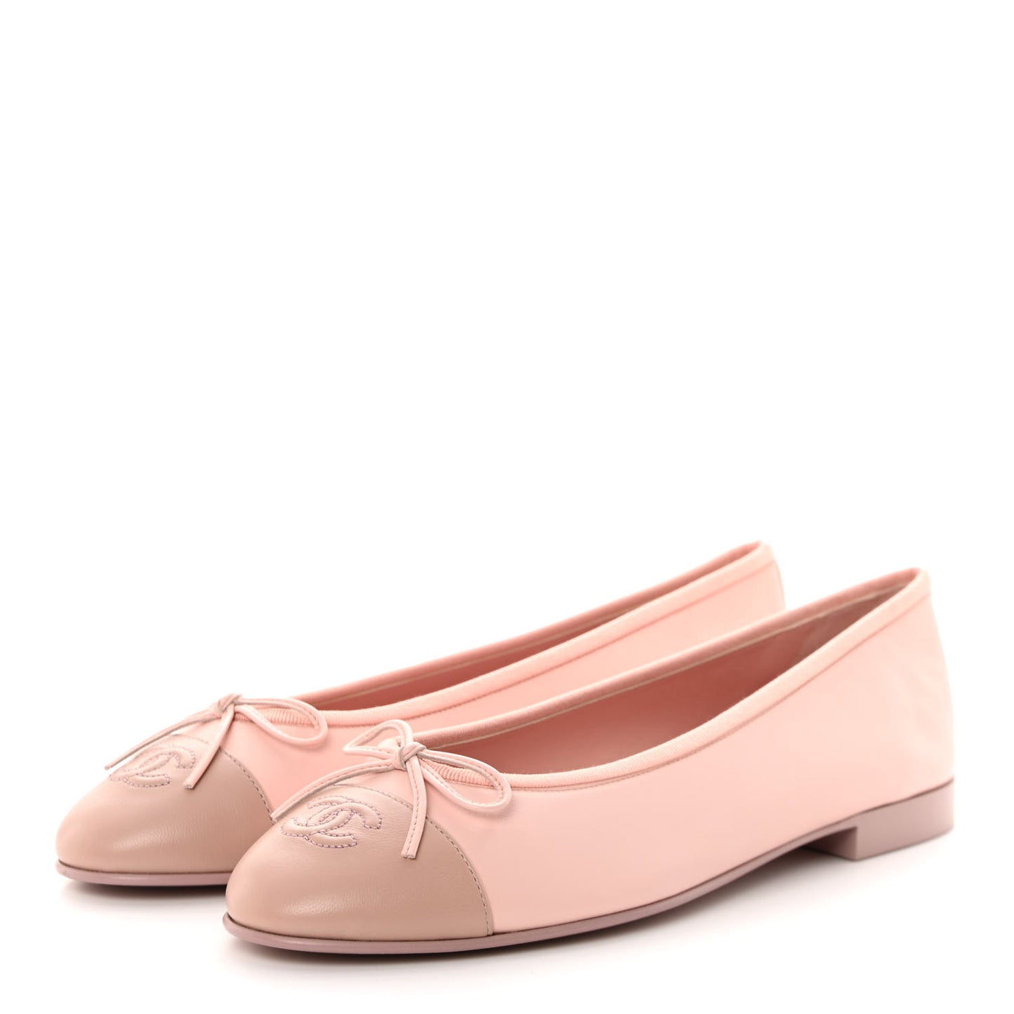 Lambskin Cap Toe CC Ballerina Flats 40.5 Light Pink Dark Pink