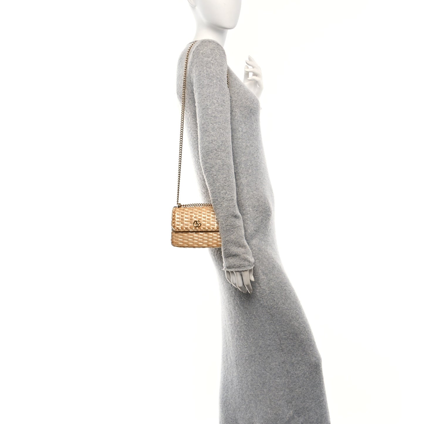 Glazed Wicker Mini Cestino Shoulder Bag Natural