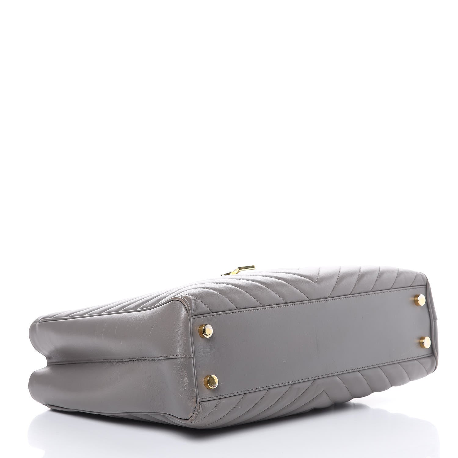 Saint Laurent Smooth Calfskin Matelasse Chevron Large Monogram Shopping Bag Grey 4 of 18