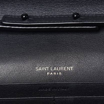 Saint Laurent Patent Matelasse Chevron Monogram Chain Wallet Black 6 of 8