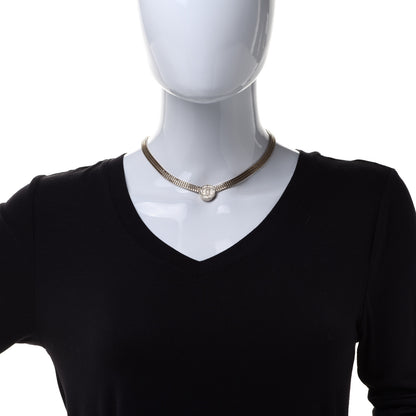 Chanel Metal Chain Link CC Medallion Choker Necklace Gold 2 of 6