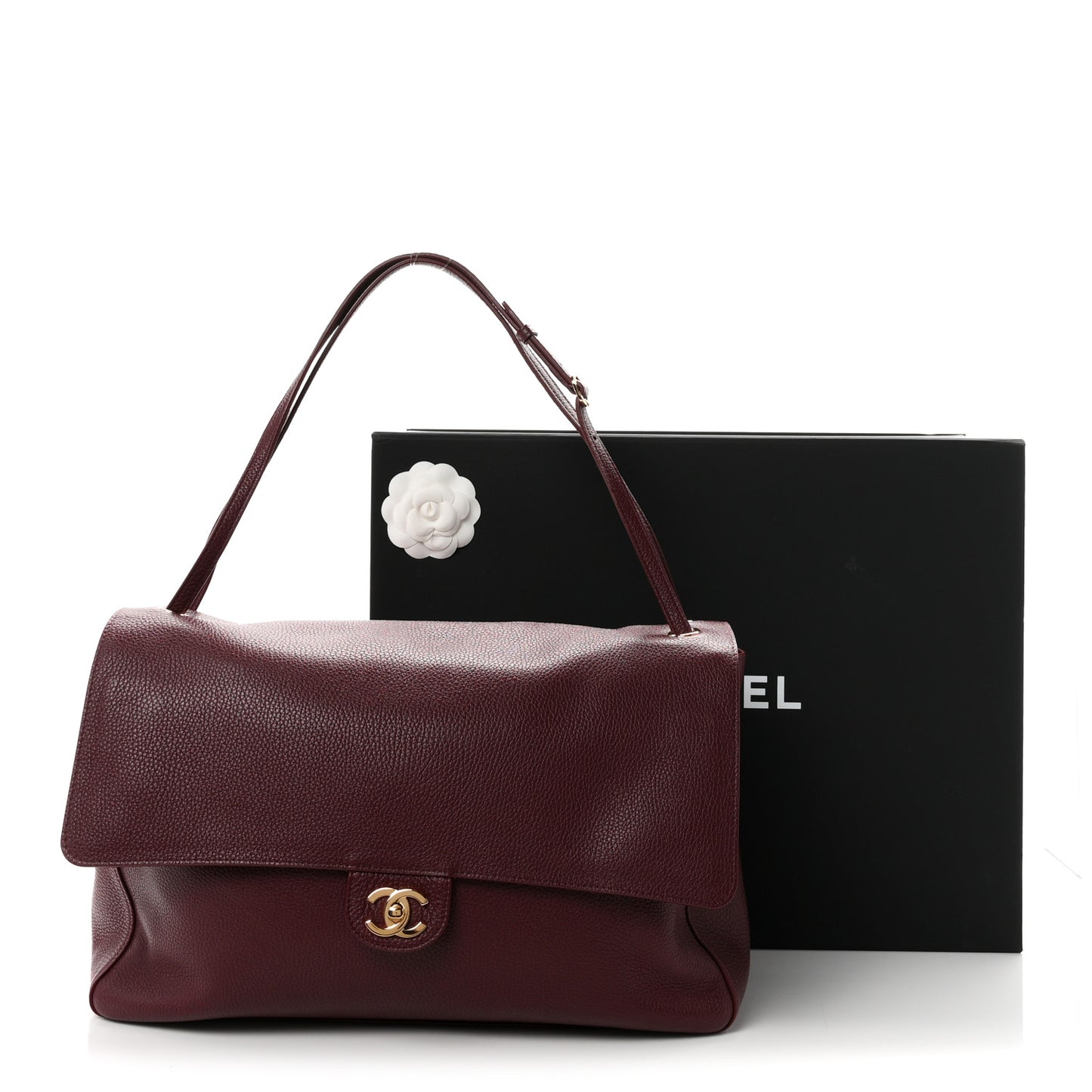 Grained Calfskin Souplissimo Maxi Flap Burgundy