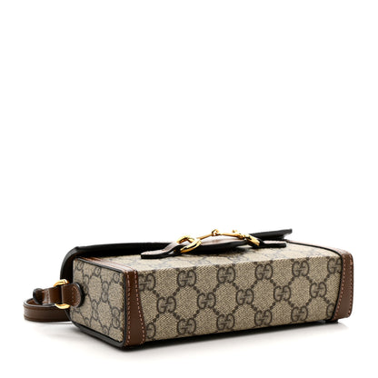 Gucci GG Supreme Monogram Mini Horsebit 1955 Shoulder Bag Beige Brown Sugar 4 of 12