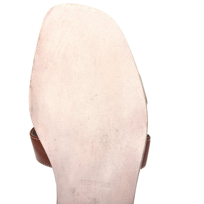 Hermes Box Calfskin Oran Sandals 38.5 Gold 9 of 16