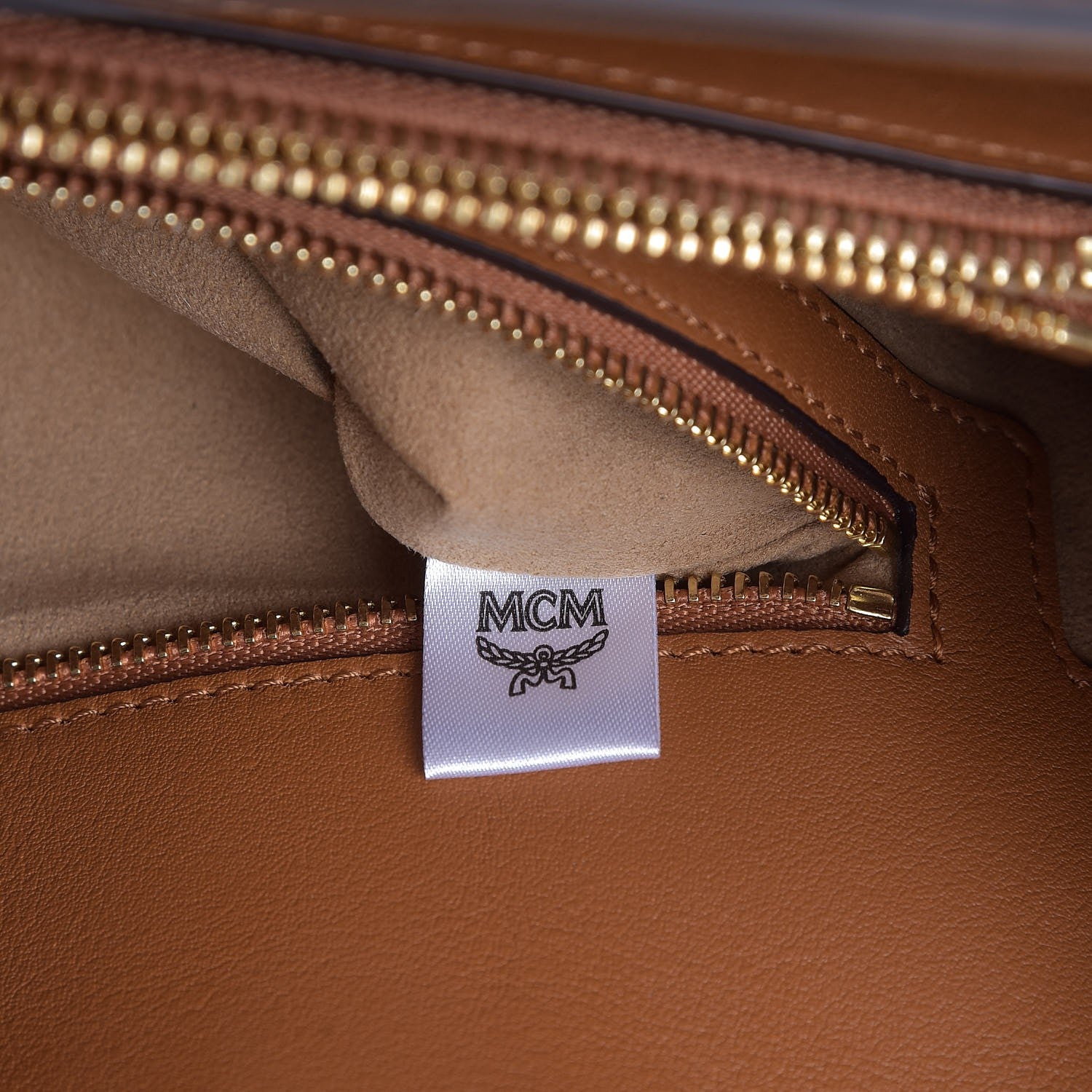 MCM Visetos Studded Medium Tote Cognac 8 of 13