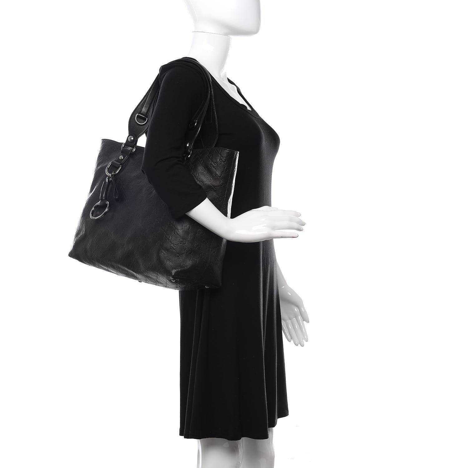 Gucci Guccissima Medium Icon Bit Tote Black 2 of 11