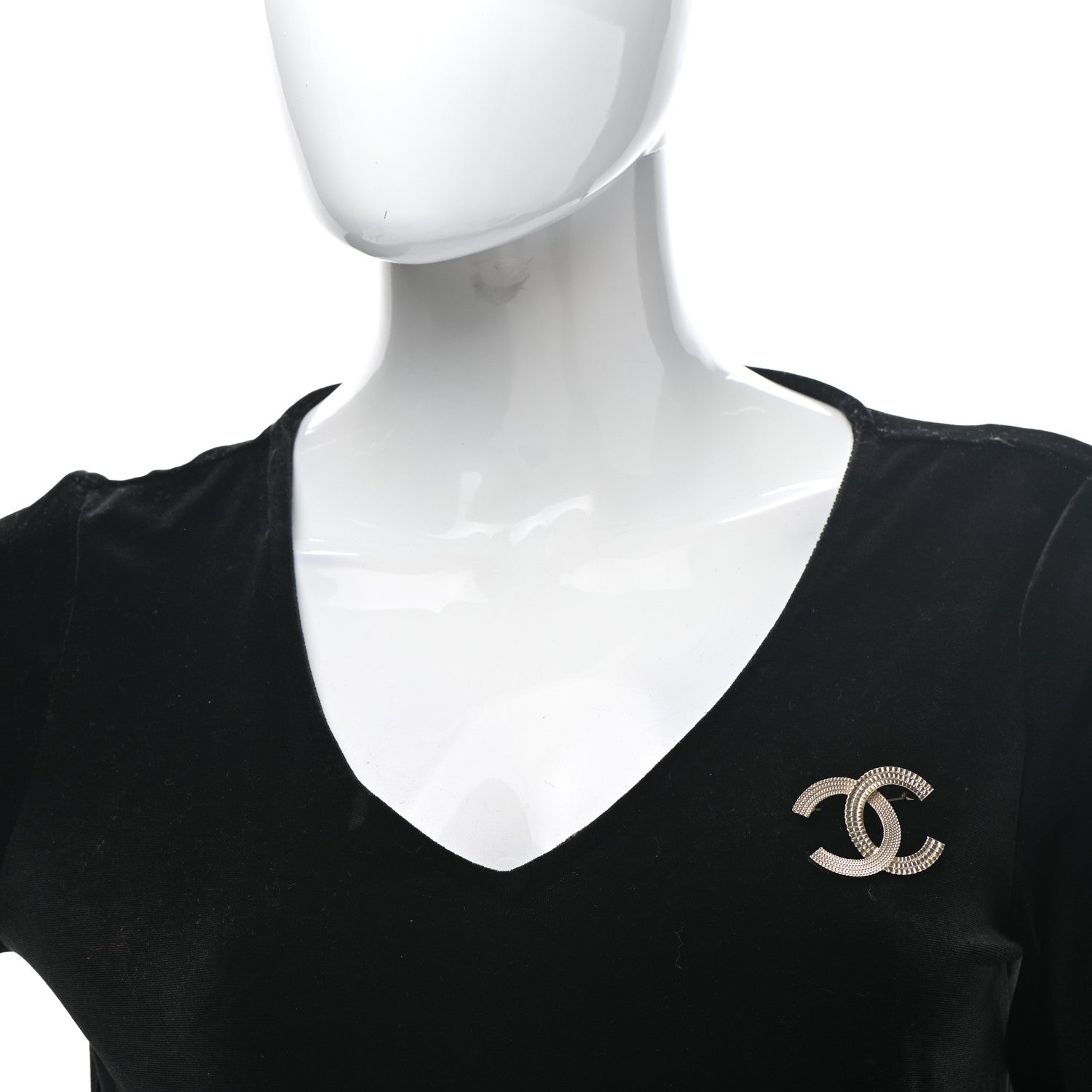 Chanel Metal Chain Quilted CC Brooch Gold 2 of 5