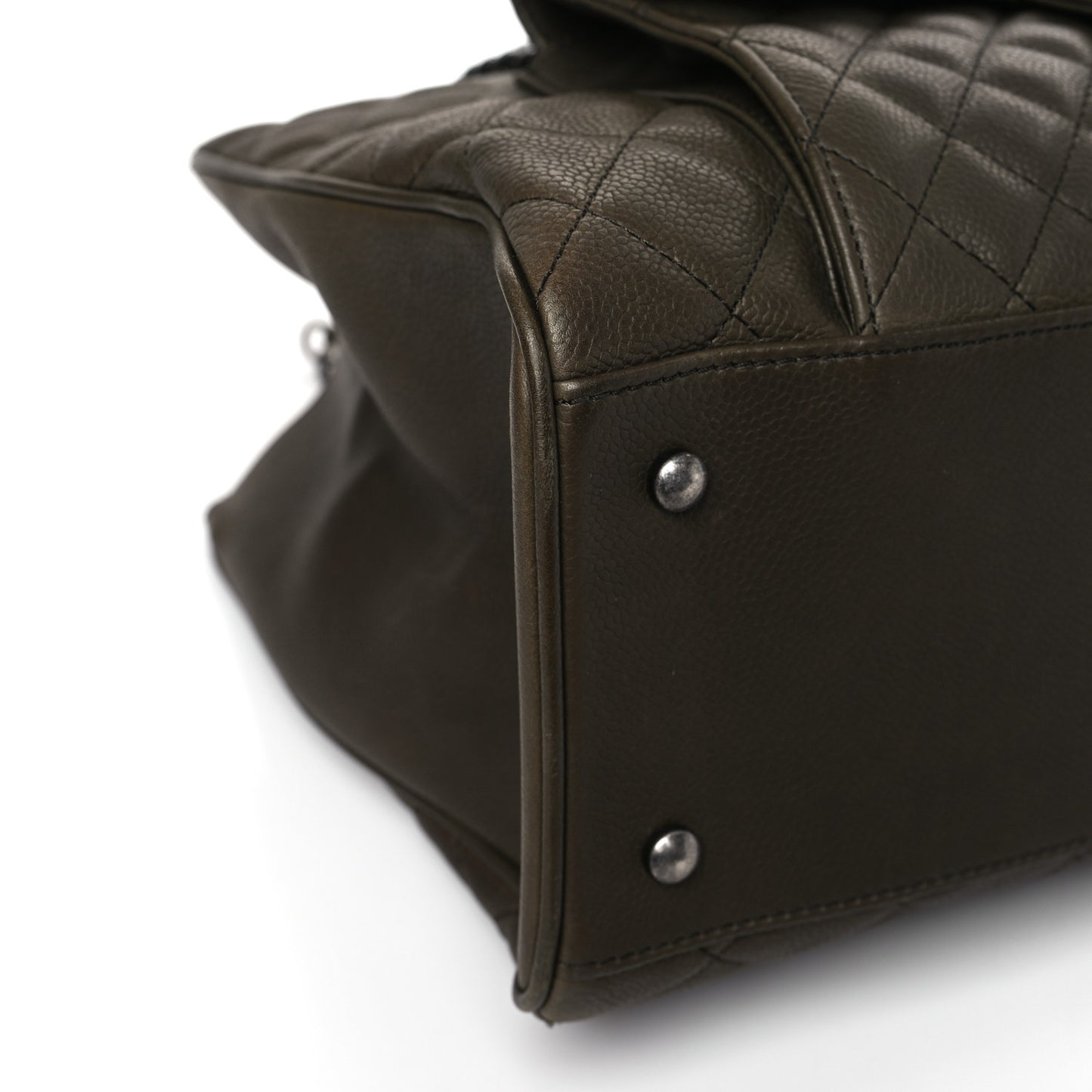 Caviar Quilted Large Casual Pocket Tote Khaki